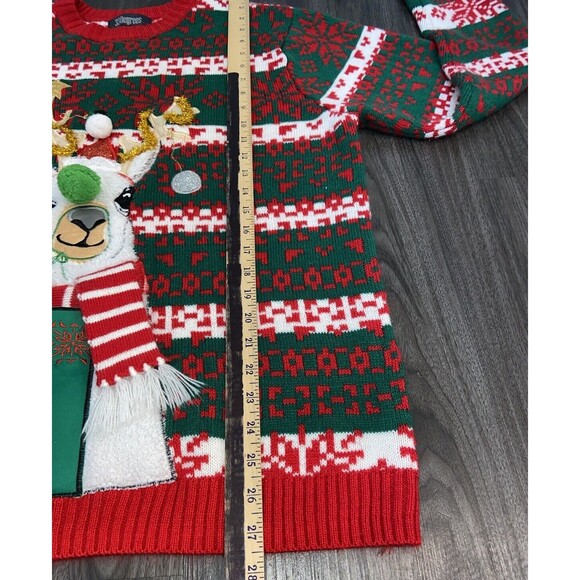 33 Degrees Sweater Women's XL Christmas Green White Llama - Picture 8 of 13